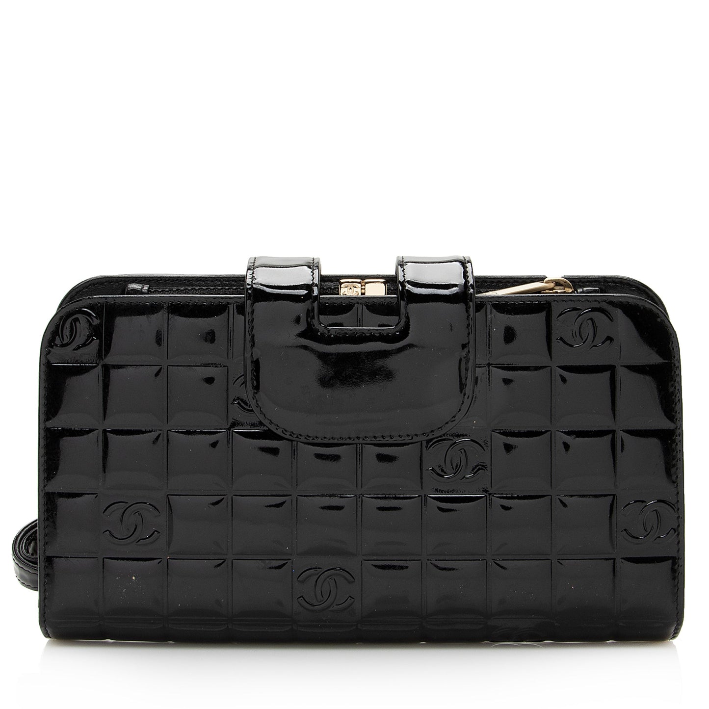 Chanel Vintage Patent Leather Chocolate Bar Wallet (SHF-22754)