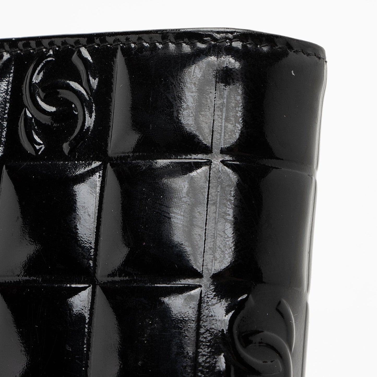 Chanel Vintage Patent Leather Chocolate Bar Wallet (SHF-22754)