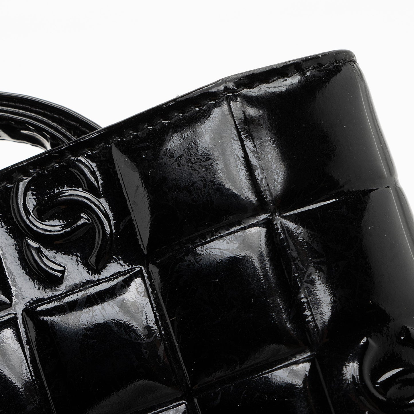 Chanel Vintage Patent Leather Chocolate Bar Wallet (SHF-22754)