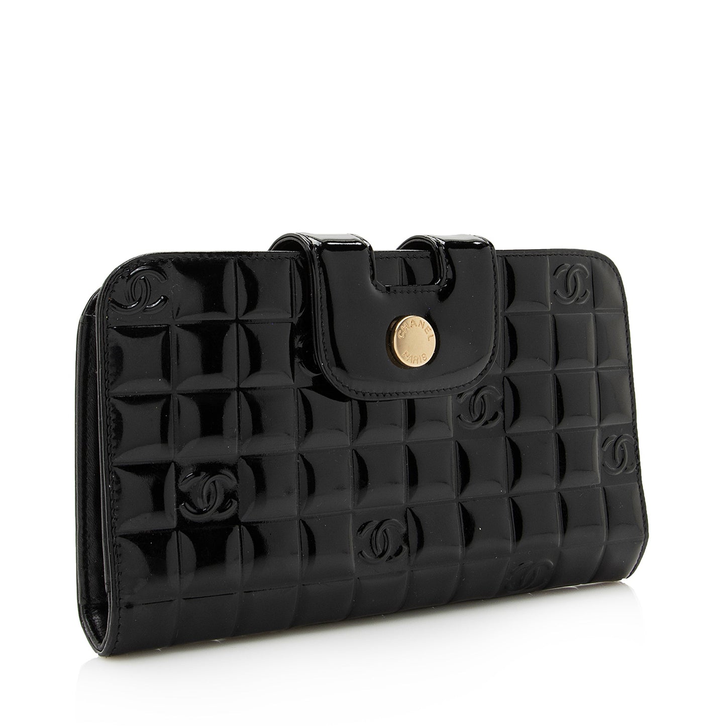 Chanel Vintage Patent Leather Chocolate Bar Wallet (SHF-22754)