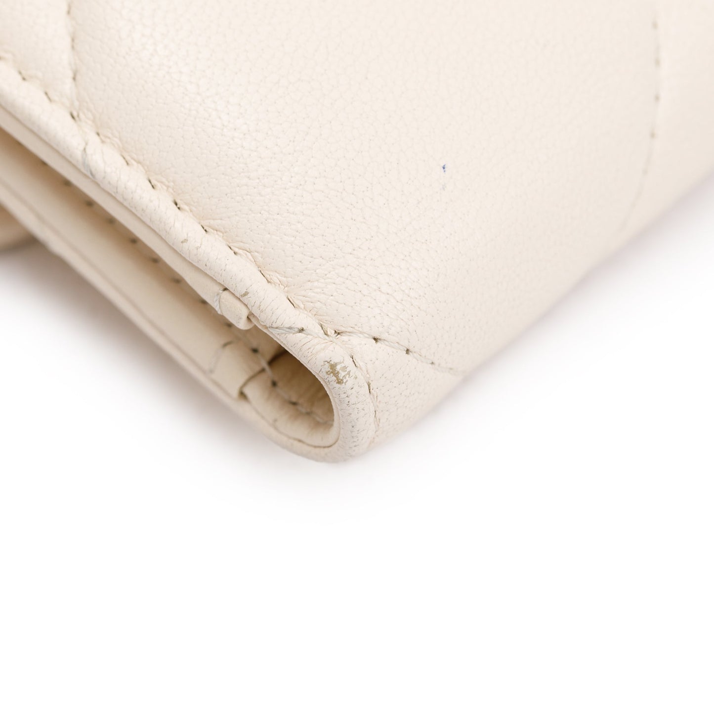 Chanel White Quilted Leather Small 19 Flap Wallet w/ Authenticity Card