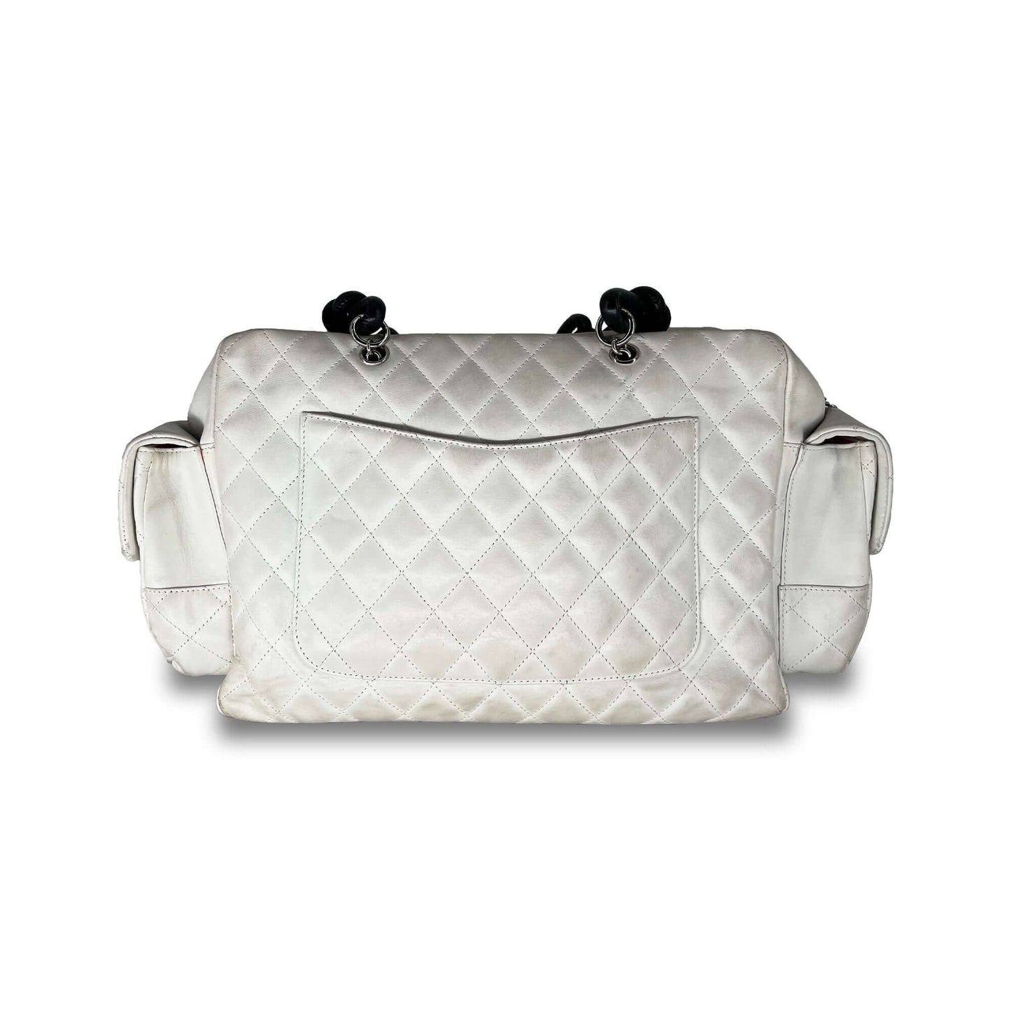 Chanel quilted calfskin leather reporter cambon white bag