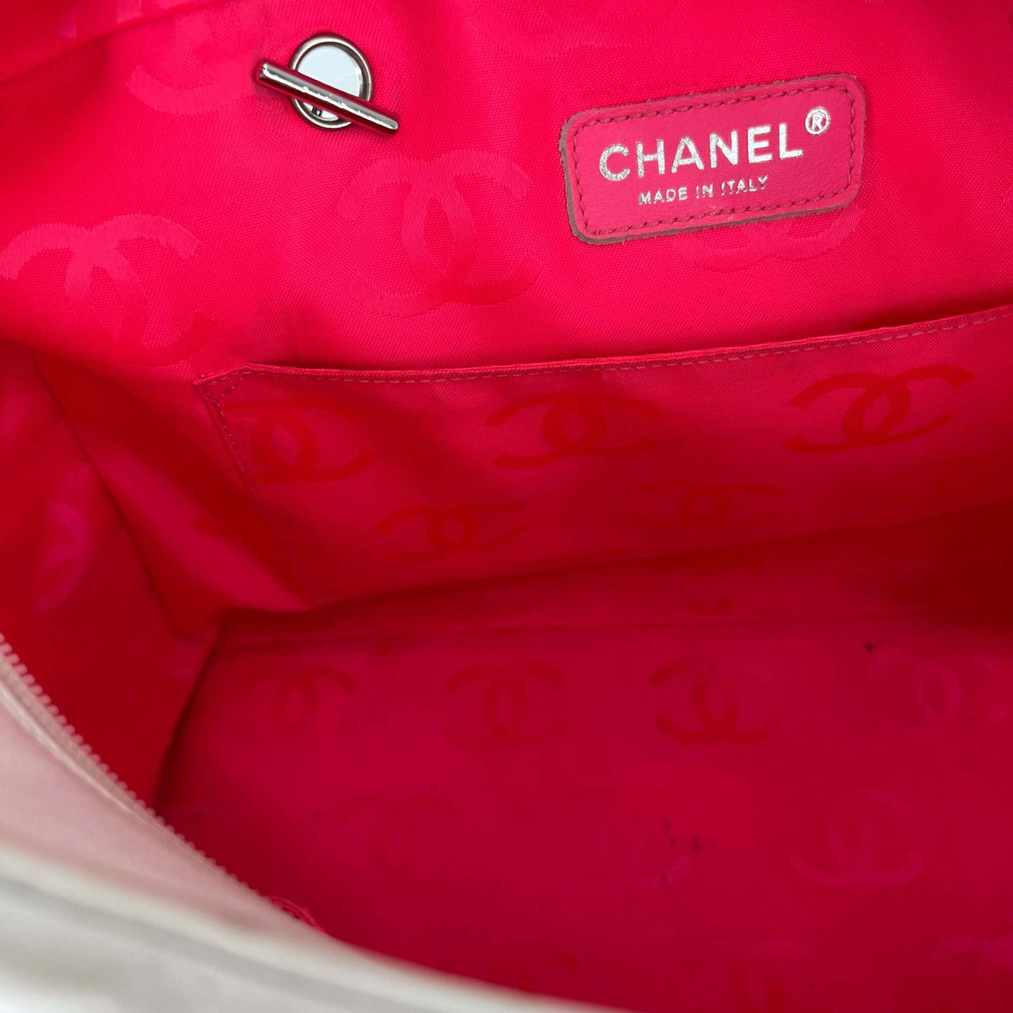 Chanel quilted calfskin leather reporter cambon white bag