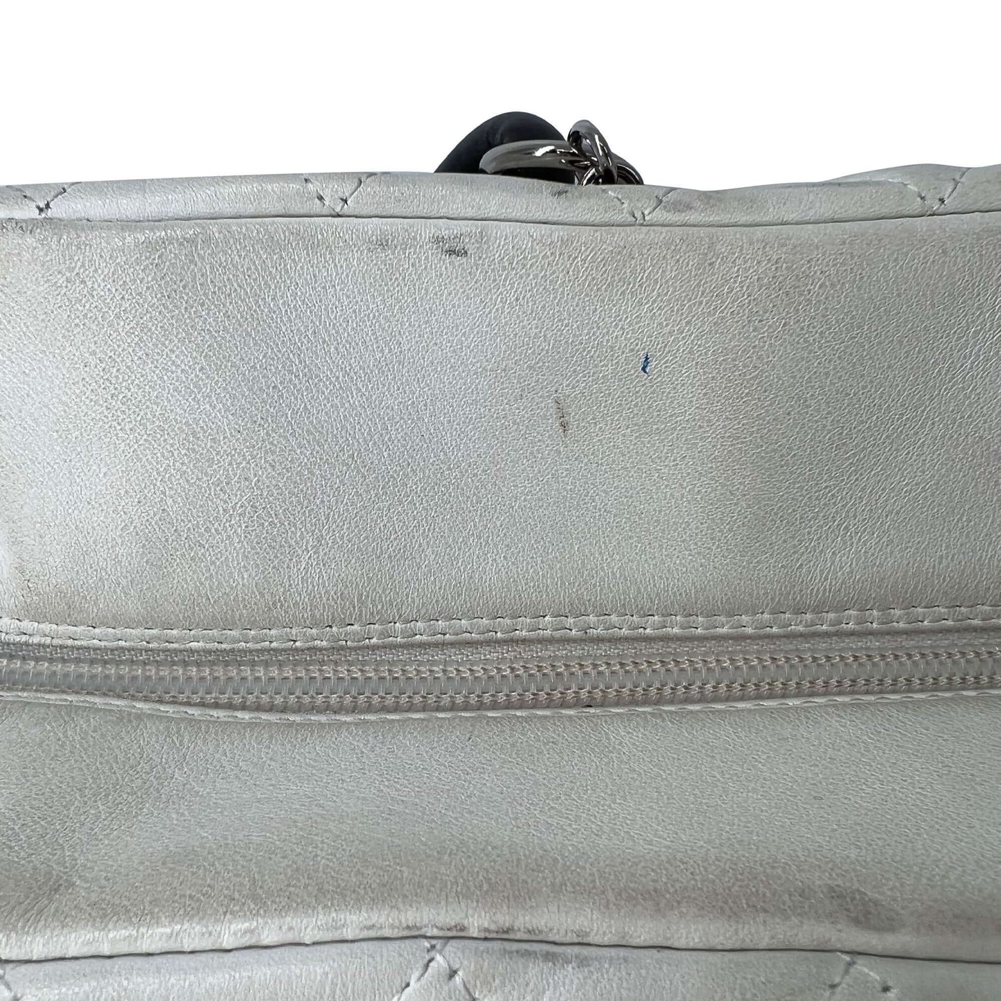 Chanel quilted calfskin leather reporter cambon white bag