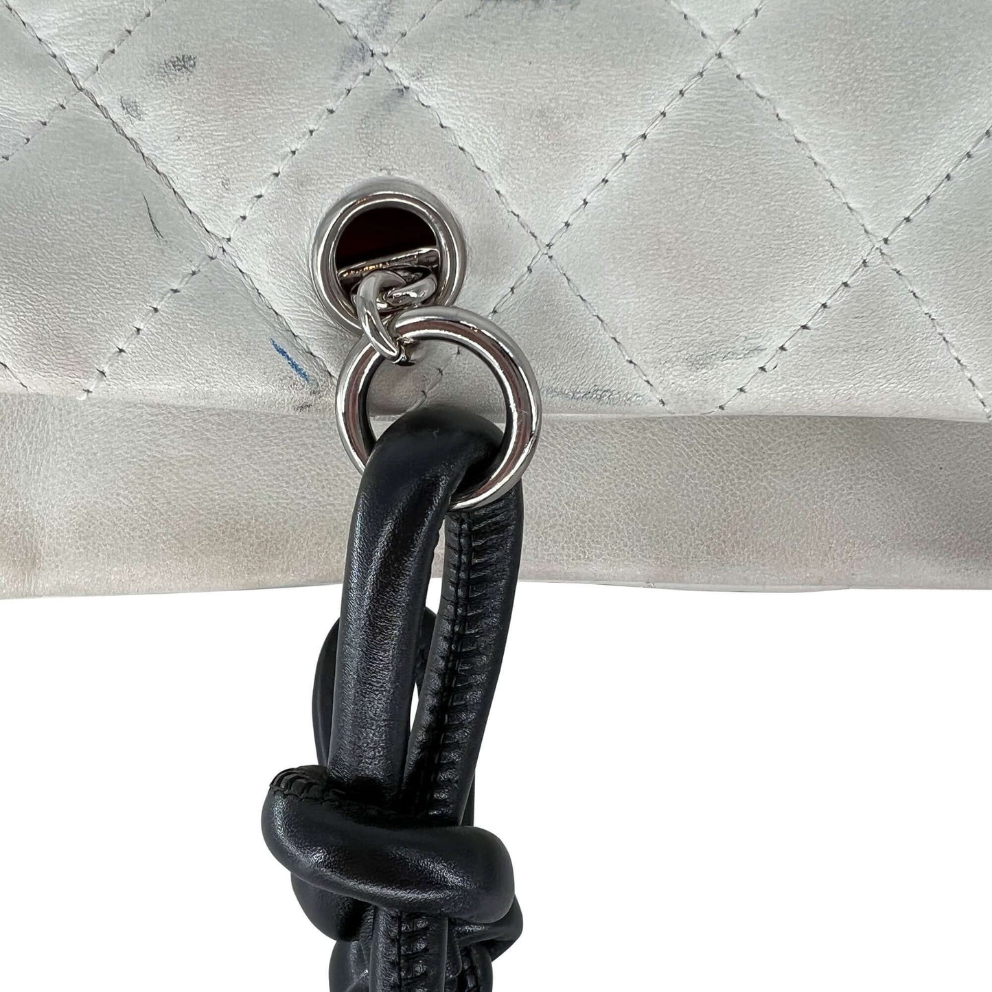 Chanel quilted calfskin leather reporter cambon white bag