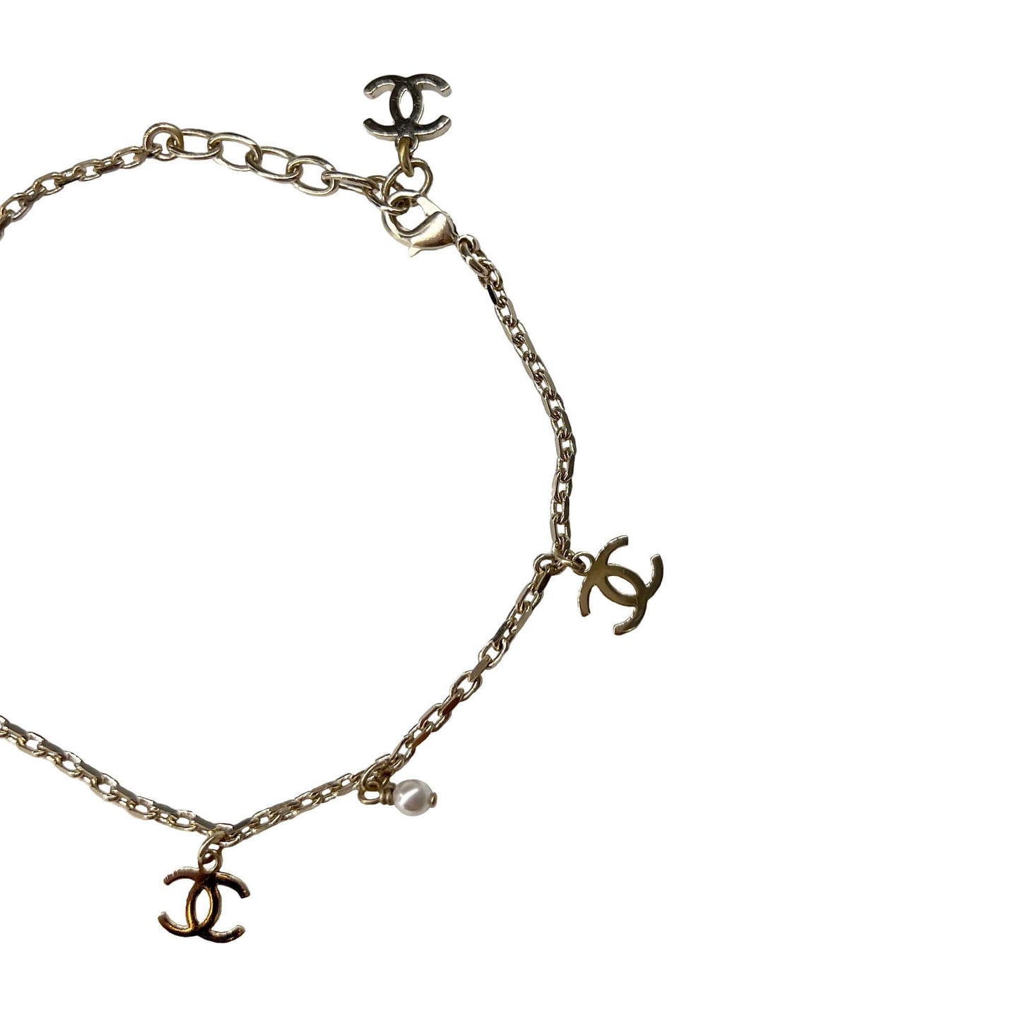 Chanel CC logo anklet silver