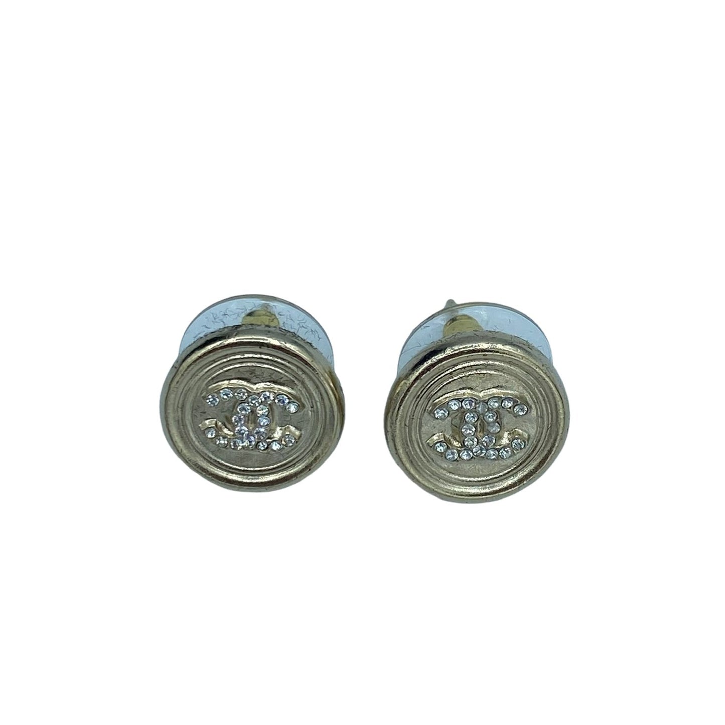 Chanel round stud earrings CC logo