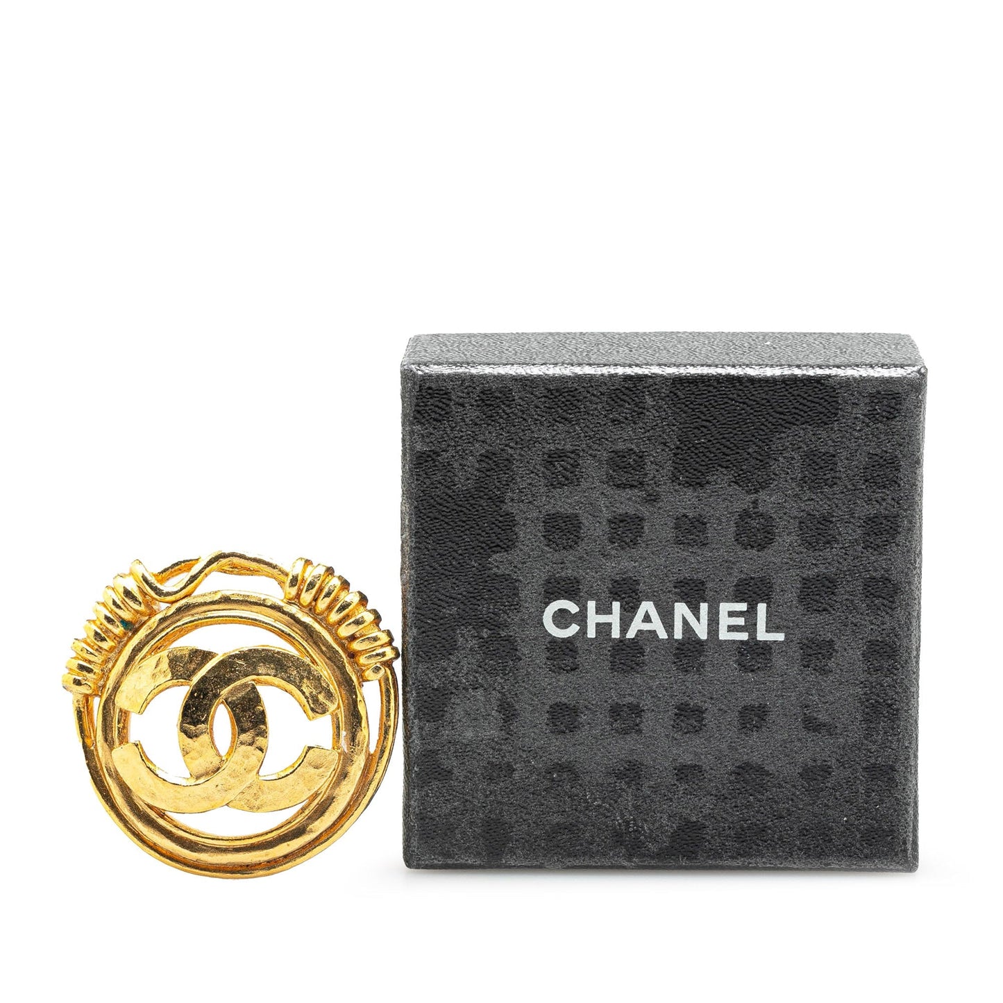 Gold Chanel Gold Plated CC Brooch