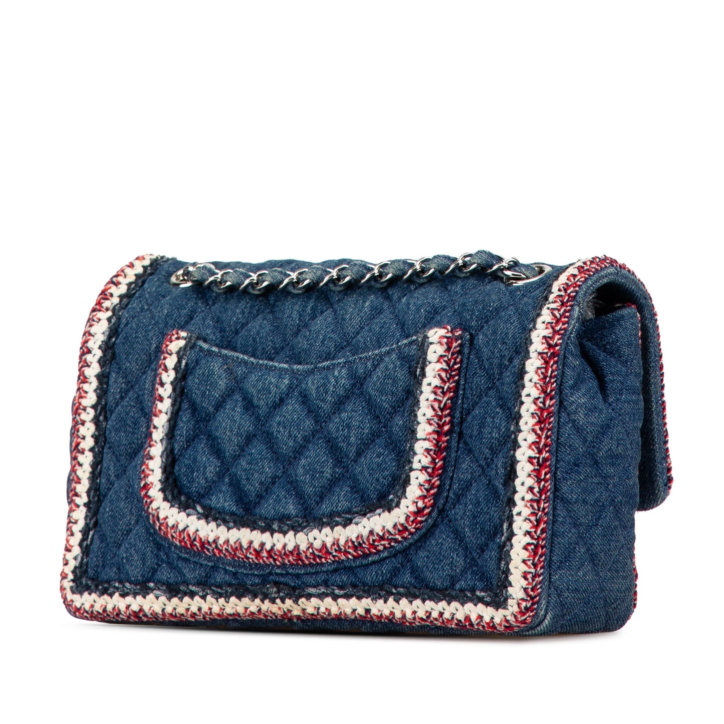 Blue Chanel Medium Denim Braided Flap Shoulder Bag