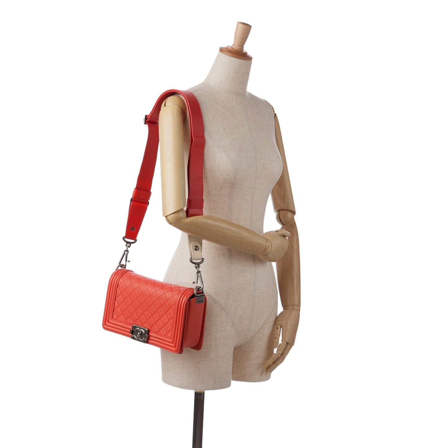 Chanel Sac Medium Lambskin Boy Galuchat Strap Flap Bag
