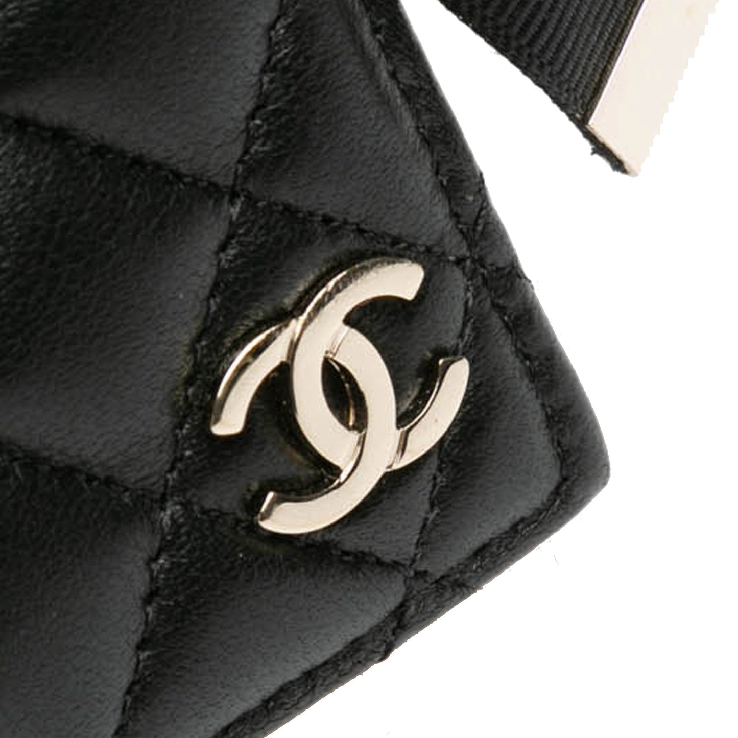 Black Chanel Quilted Lambskin Book Card Holder On Chain Crossbody Bag