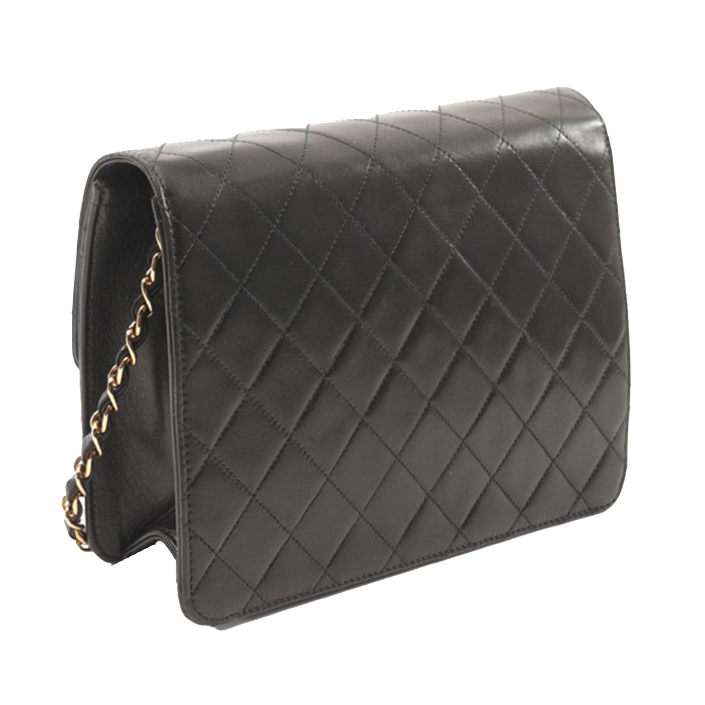 Black Chanel CC Quilted Lambskin Single Flap Crossbody Bag