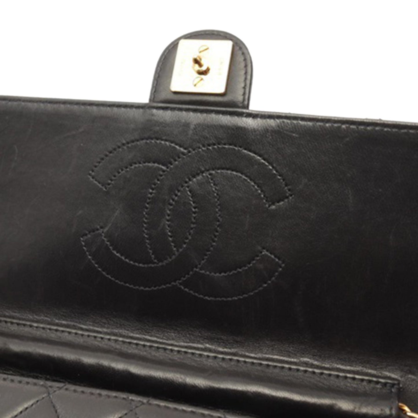 Black Chanel CC Quilted Lambskin Single Flap Crossbody Bag
