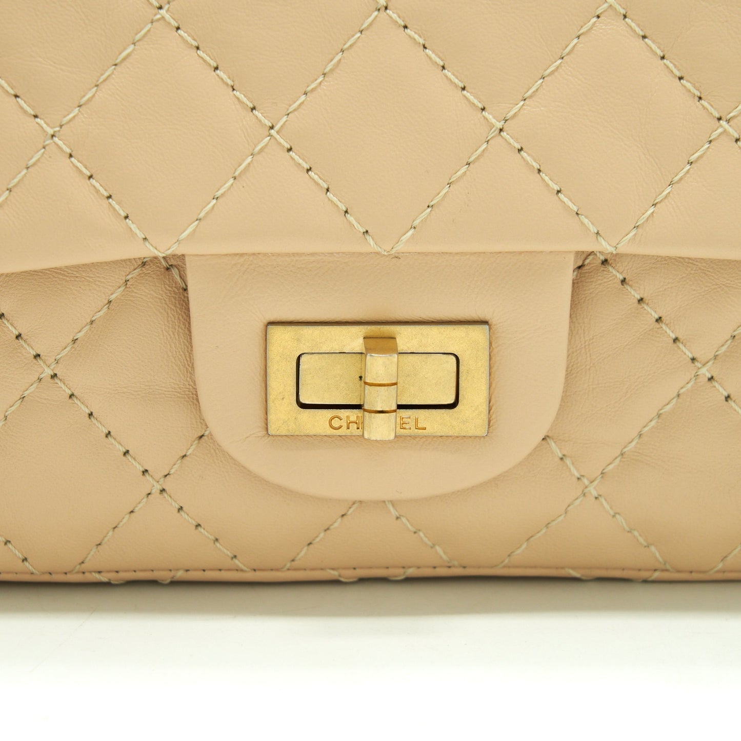 Chanel 2.55 225 Reissue Double Flap Bag Calfskin Light Beige GHW