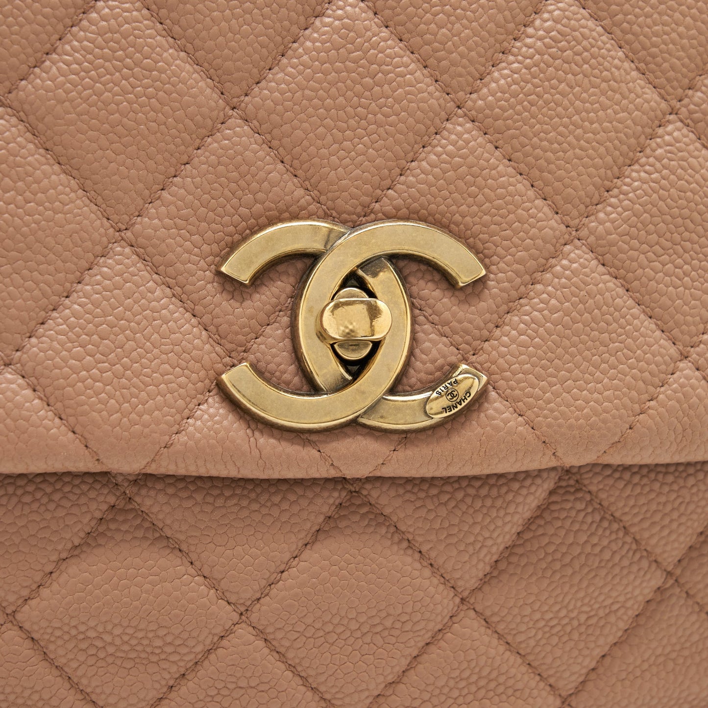 Chanel Round Flap Bag Caviar Dark Beige GHW
