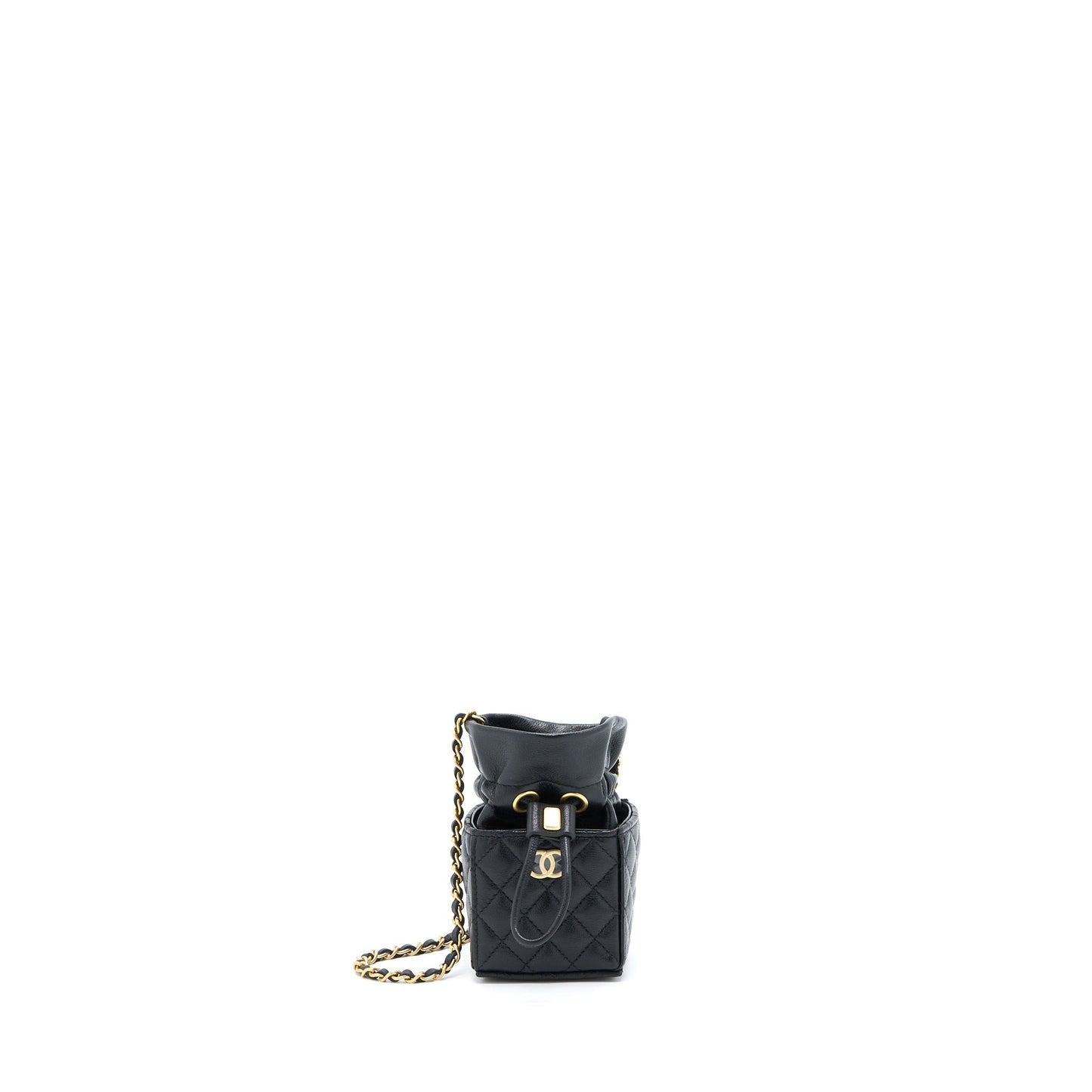 Chanel Mini Vanity Bucket Crossbody Lambskin Black Brushed GHW