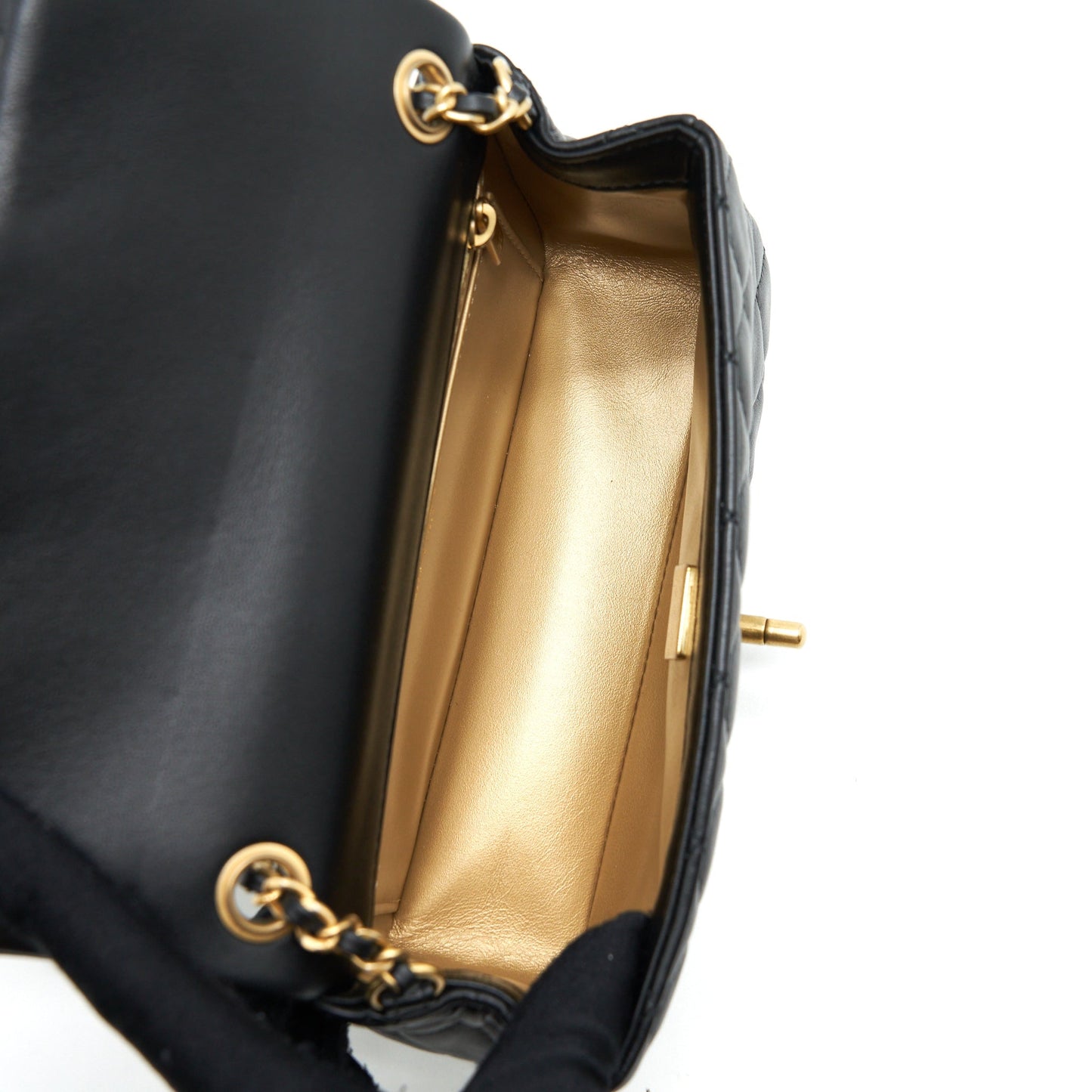 Chanel Pearl Crush Mini Rectangular Flap Bag Lambskin Black GHW (Microchip)