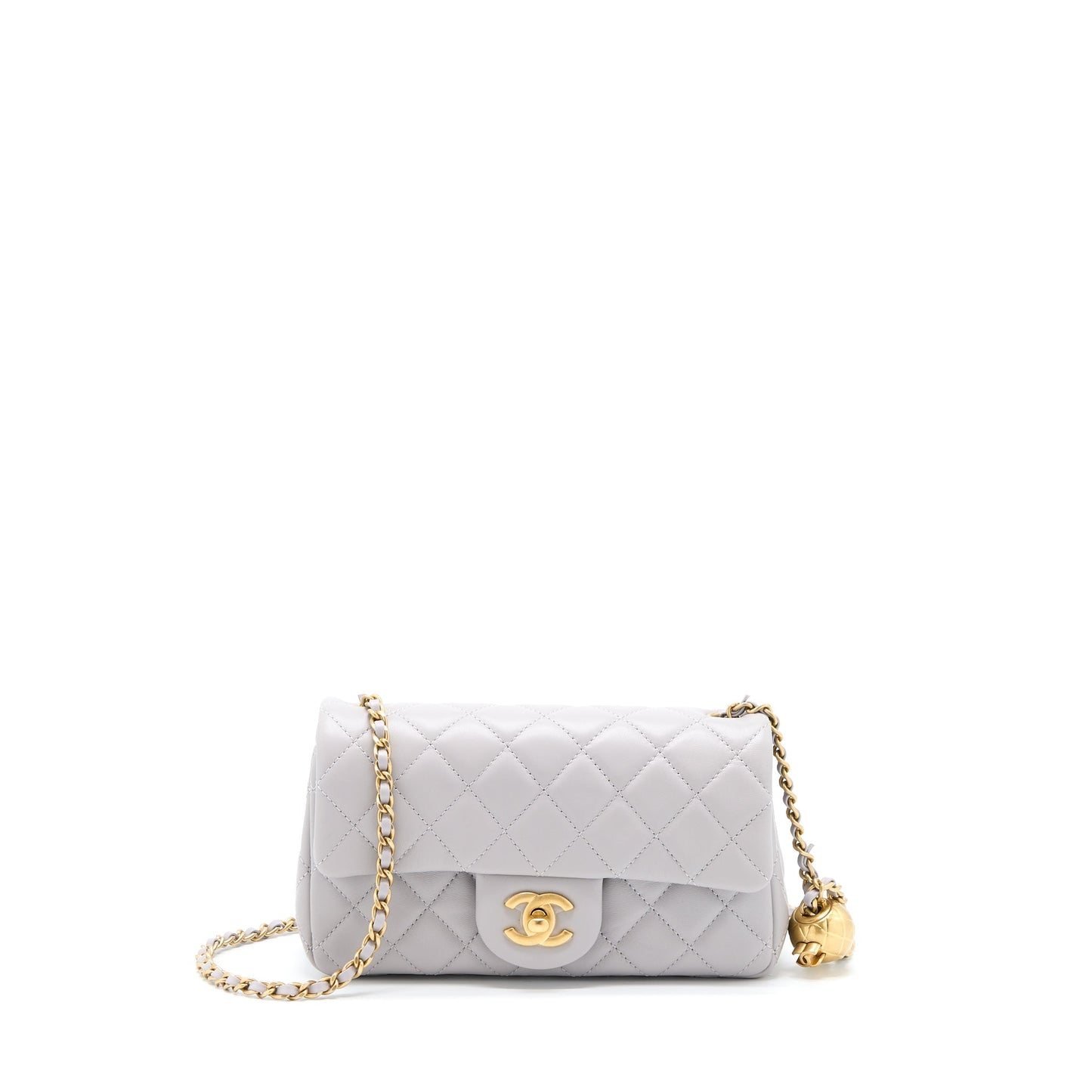 Chanel Pearl Crush Mini Rectangular Lambskin Grey Brushed GHW (Microchip)