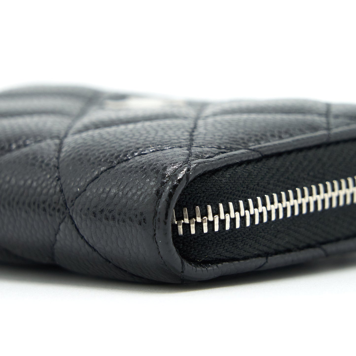 Chanel Mini Zippy Card Holder With Chain Caviar Black SHW