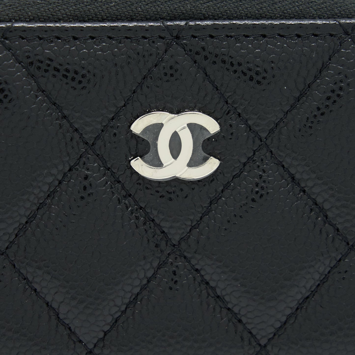 Chanel Mini Zippy Card Holder With Chain Caviar Black SHW