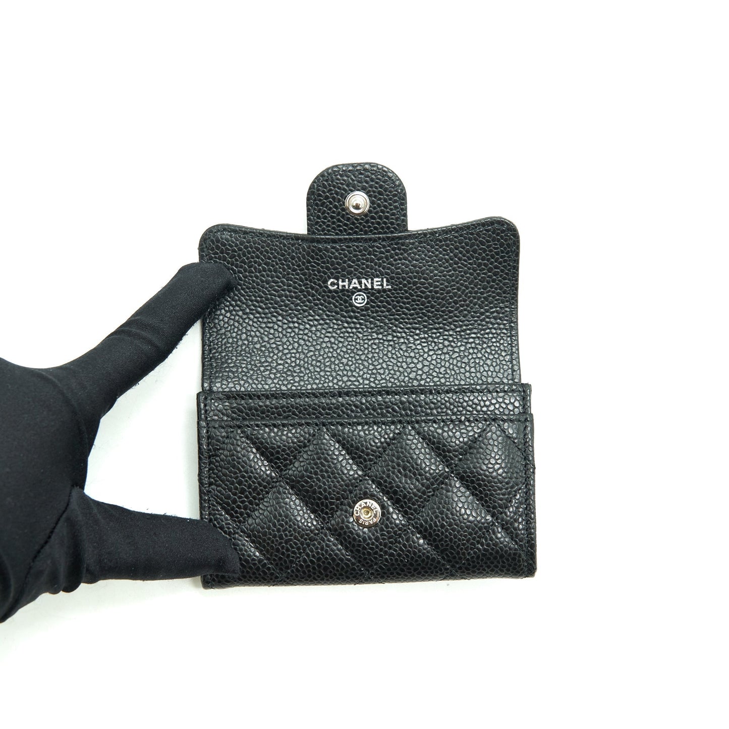 Chanel Classic Flap Card Holder Caviar Black SHW