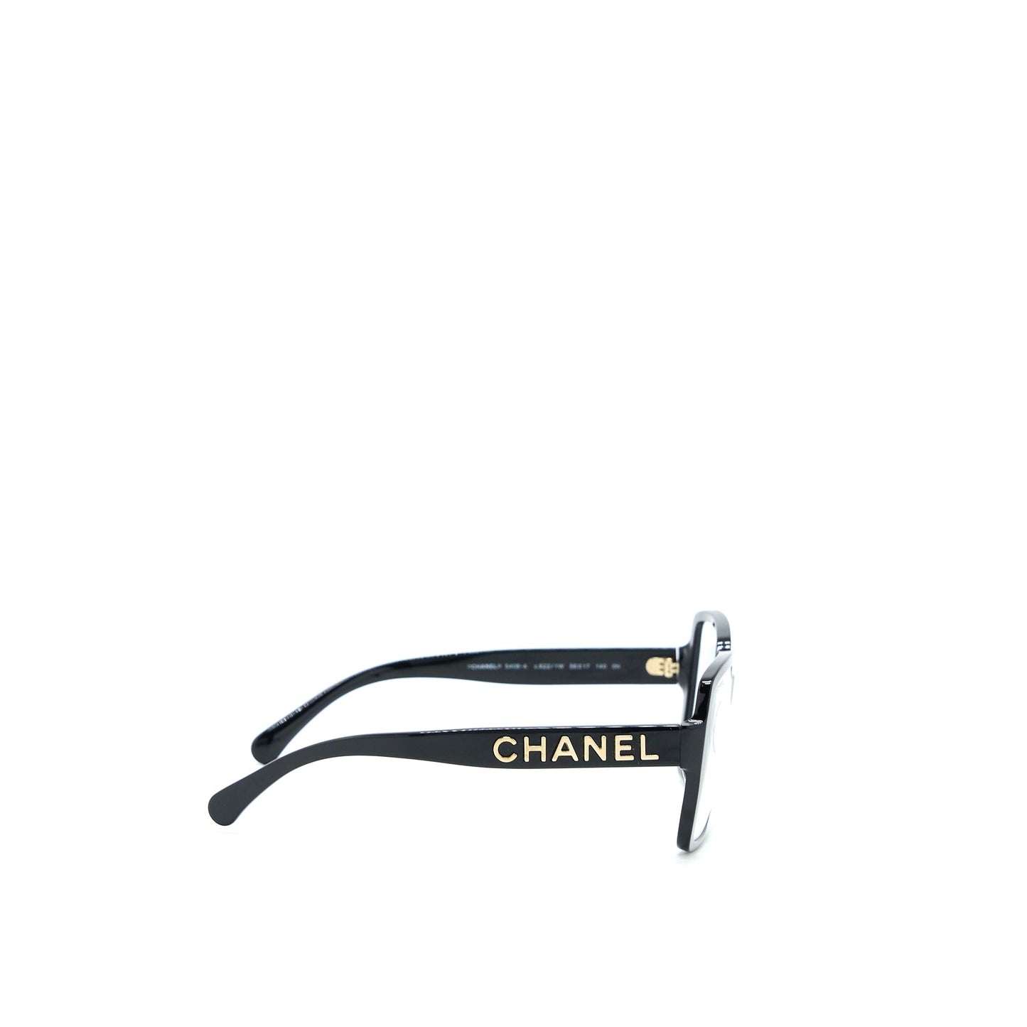Chanel Square Glasses Frame With Letter Black Gold Tone
