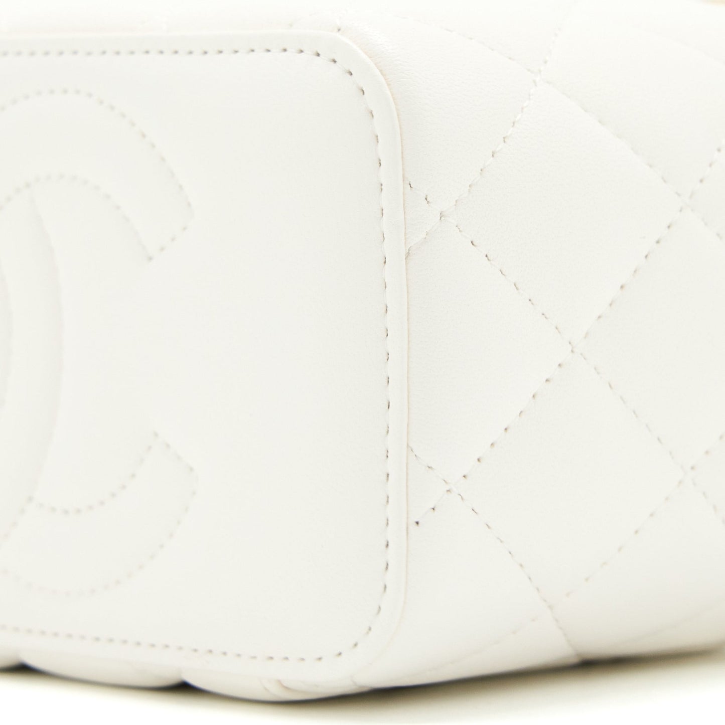 Chanel Long Vanity With Coco Letter Chain Lambskin White GHW