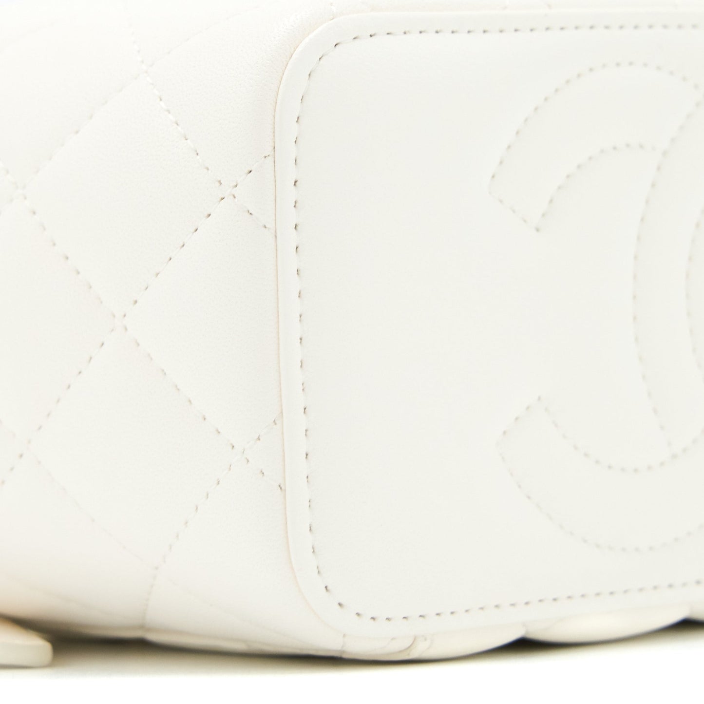 Chanel Long Vanity With Coco Letter Chain Lambskin White GHW