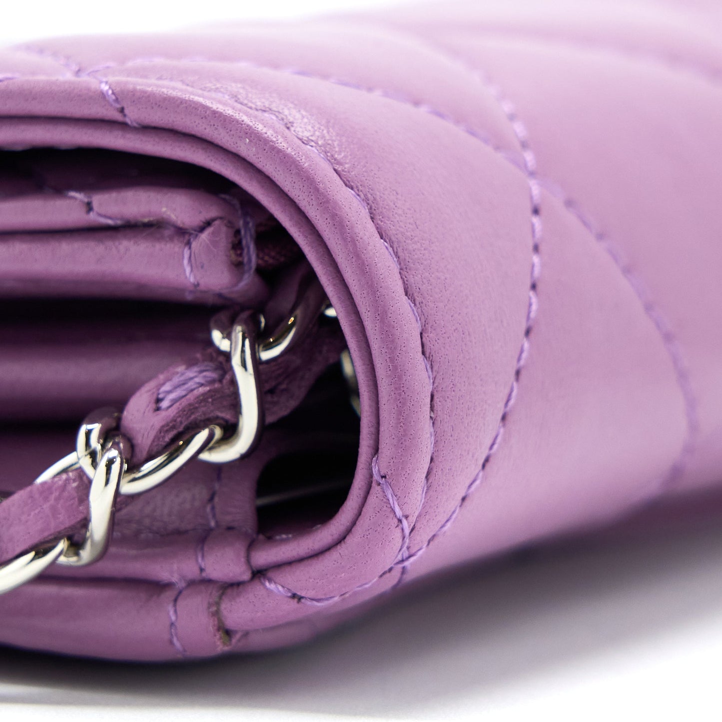 Chanel Clutch On Chain Lambskin Purple SHW