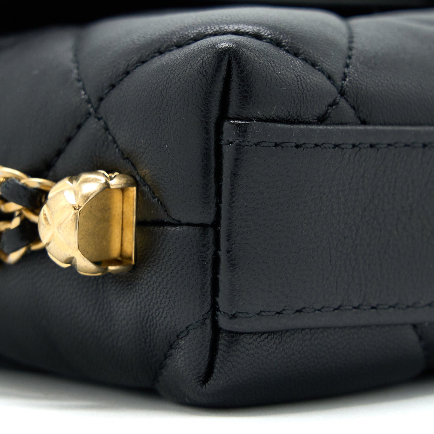 Chanel Quilted Detailed Logo Flap Bag Lambskin Black GHW (Microchip)