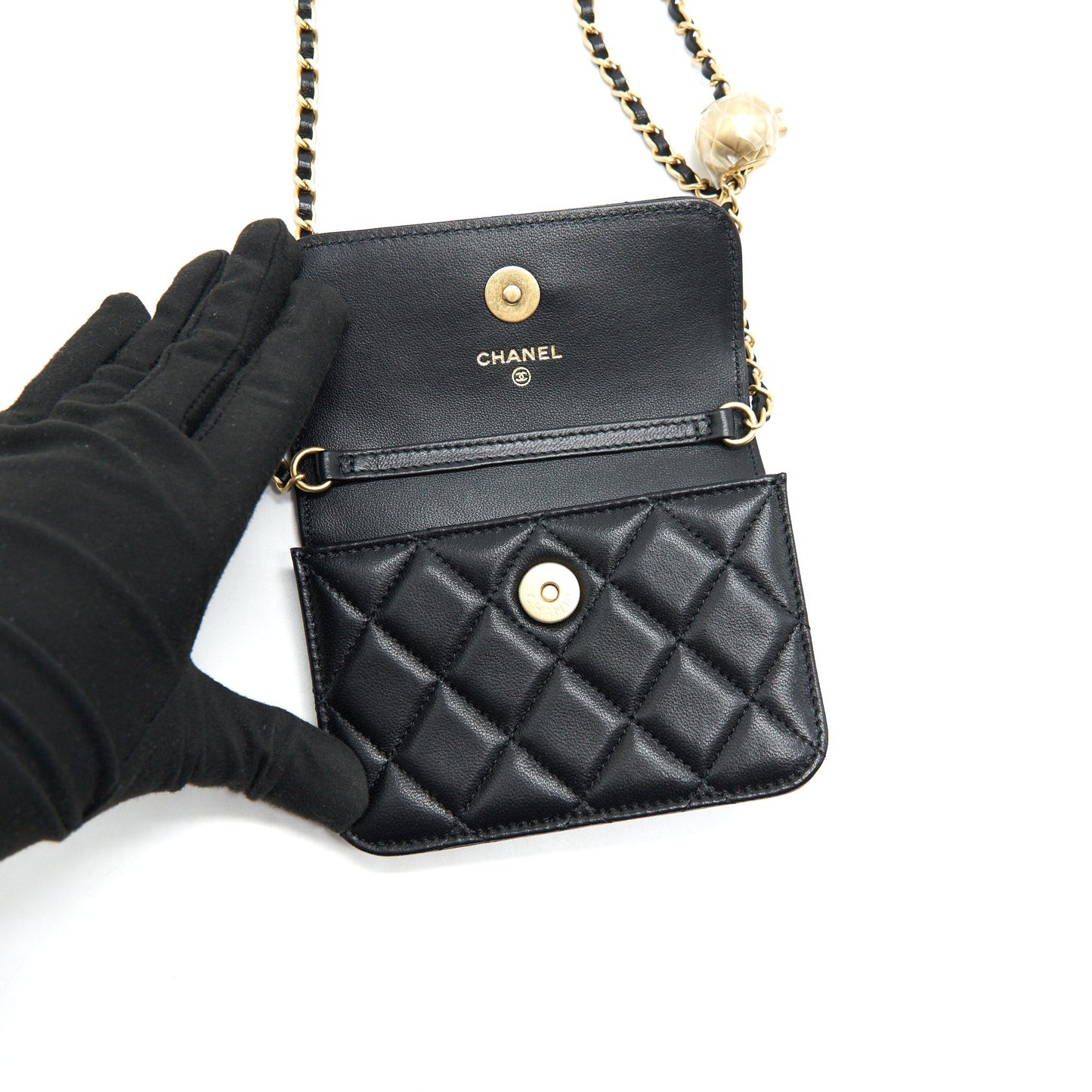 Chanel 2021 Pearl Crush Belt Bag Black with GHW