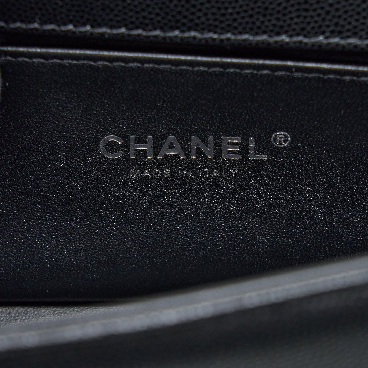 Chanel Small Boy Bag Caviar Black Ruthenium Hardware (Microchip)