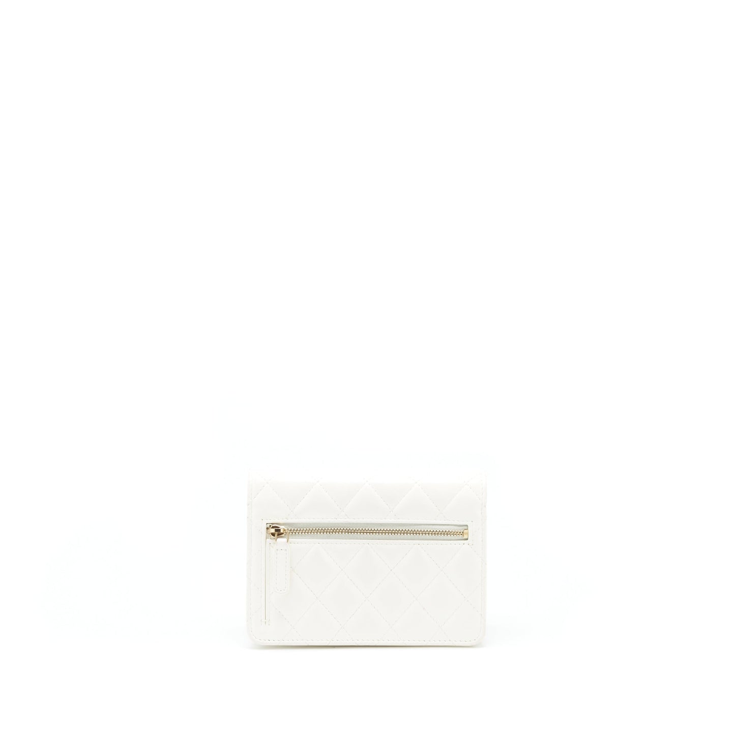 Chanel Ruffles Mini Wallet On Chains White GHW
