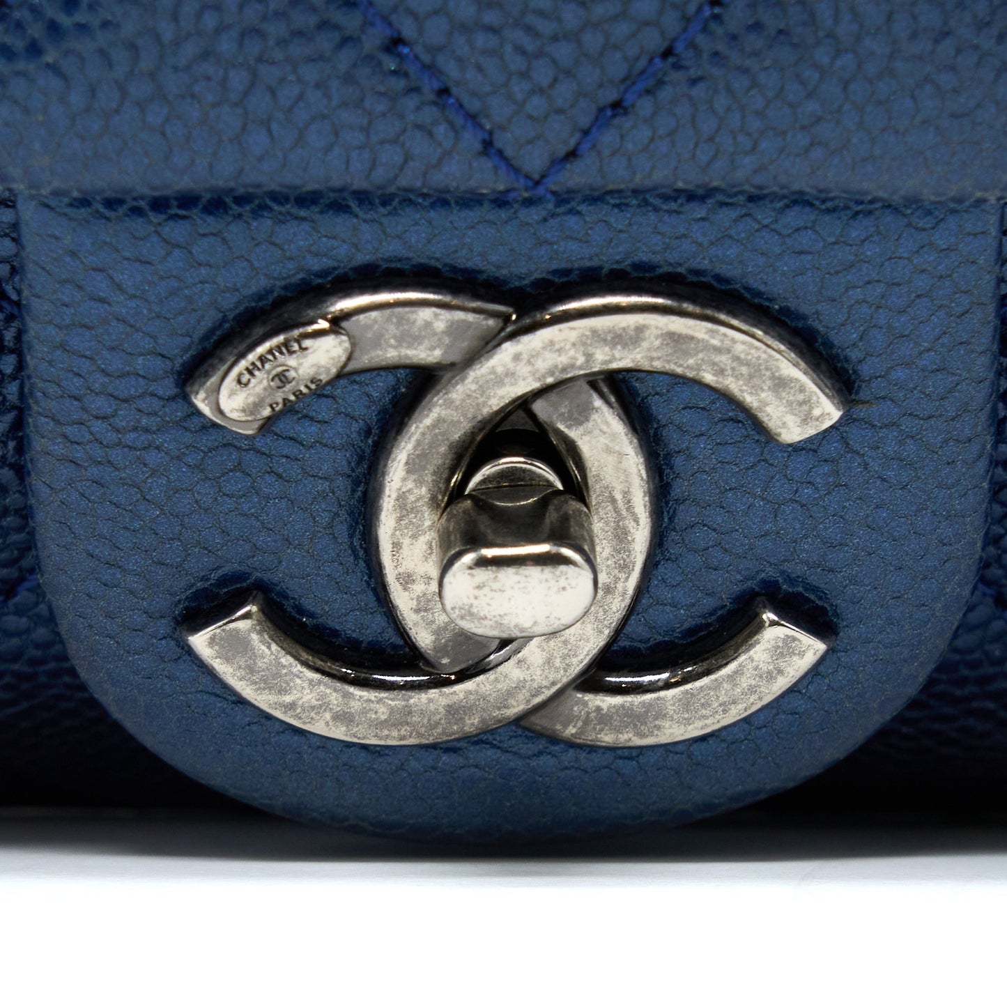 Chanel Seasonal Signal Flap Bag Caviar Blue Ruthenium Hardware