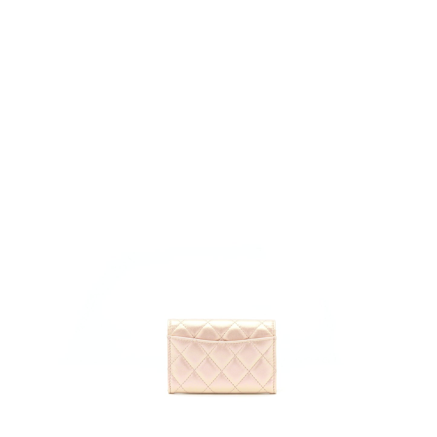 Chanel 21k Iridescent Pink Flap Card Holder SHW