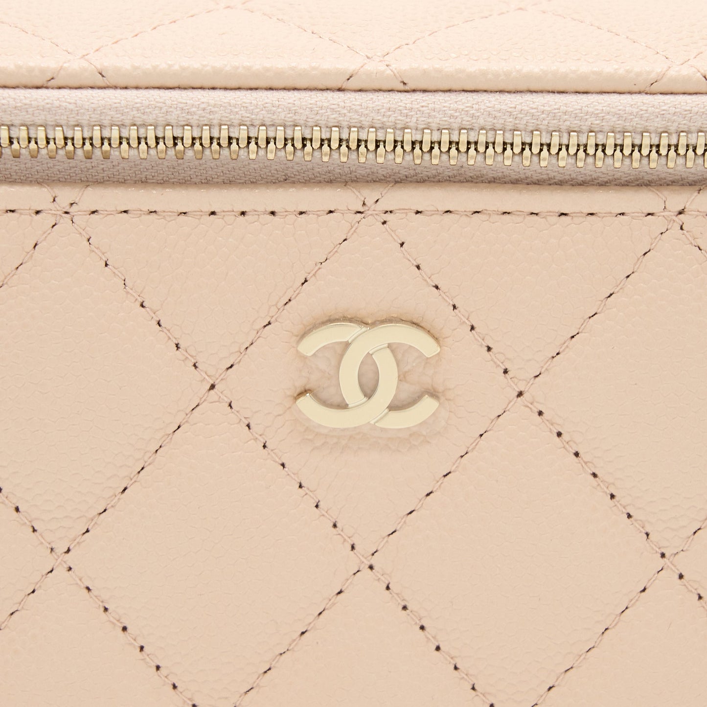 Chanel Long Vanity With Chain Caviar Beige LGHW