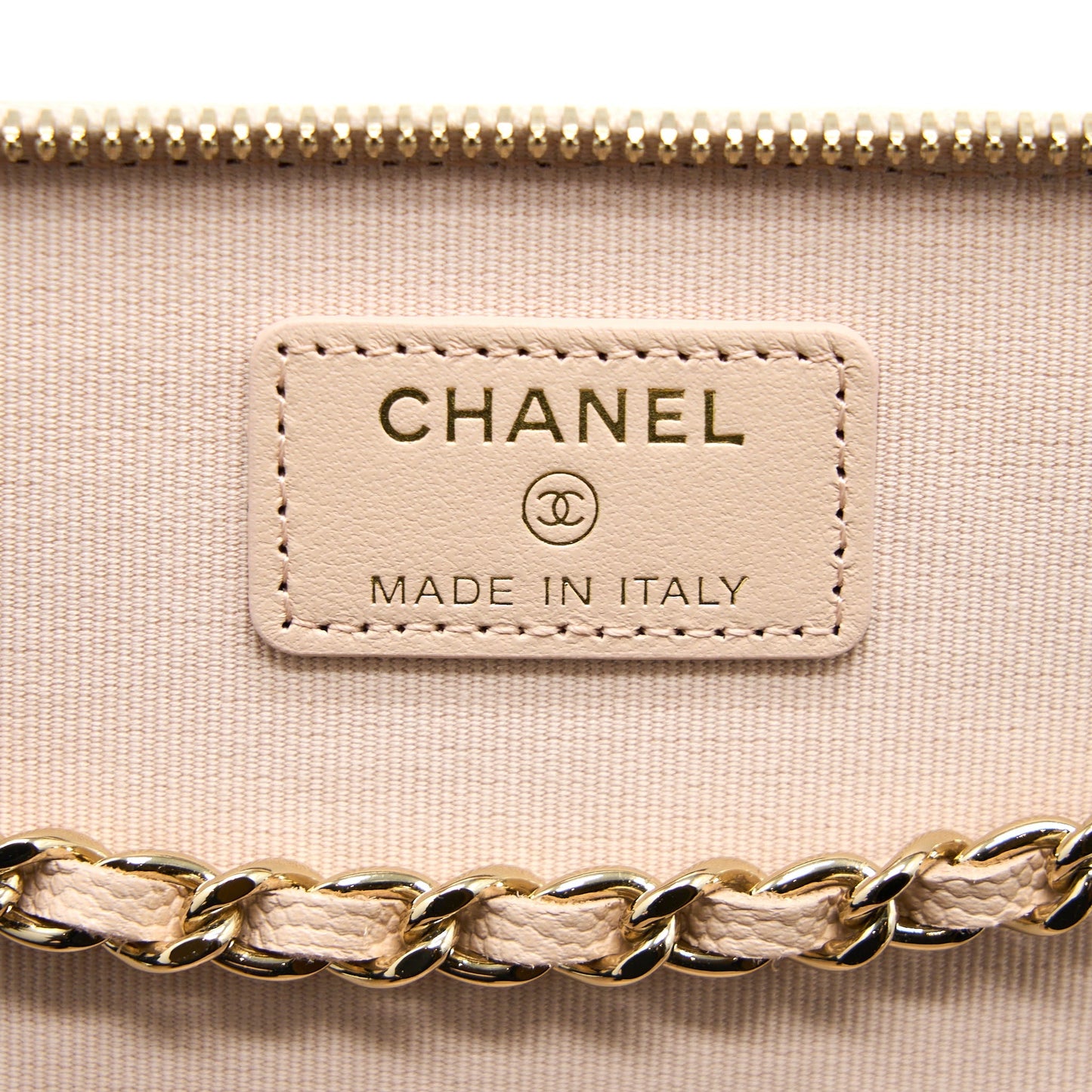 Chanel Long Vanity With Chain Caviar Beige LGHW
