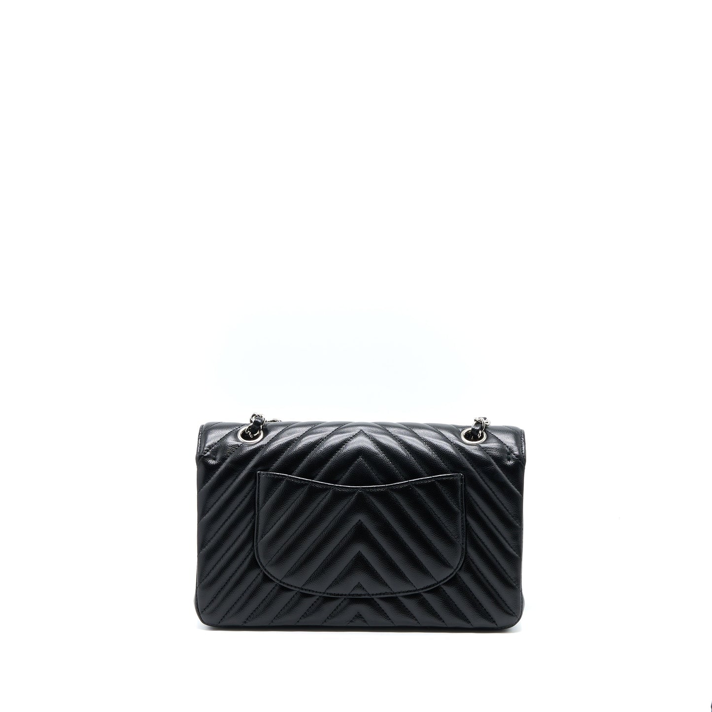 Chanel Medium Classic Double Flap Bag Chevron Caviar Black SHW