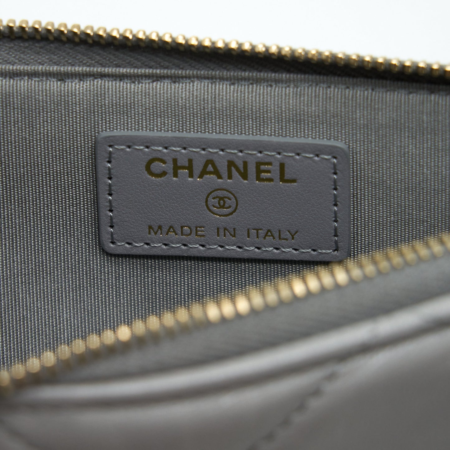 Chanel 19 Phone And Card Holder Small pouch Lambskin Grey GHW