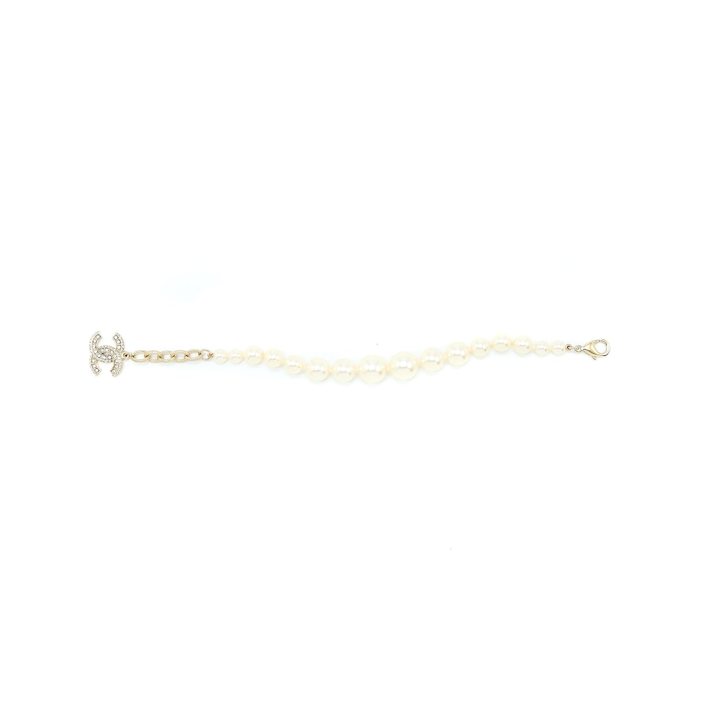 Chanel Pearl Bracelet With CC Logo Light Gold Tone