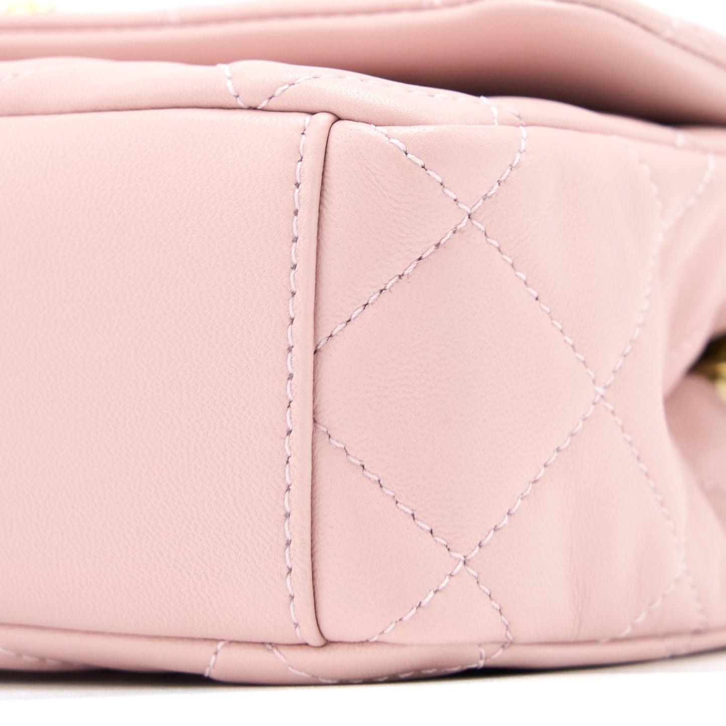 Chanel 22B Small Flap Bag With Gem Chain Lambskin Pink GHW (Microchip)