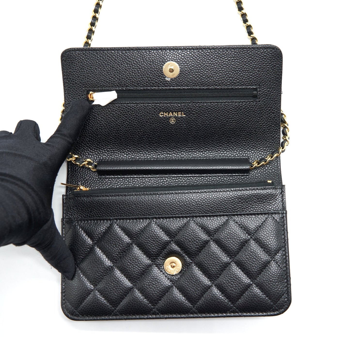 Chanel Classic Wallet On Chain Caviar Black GHW (Microchip)