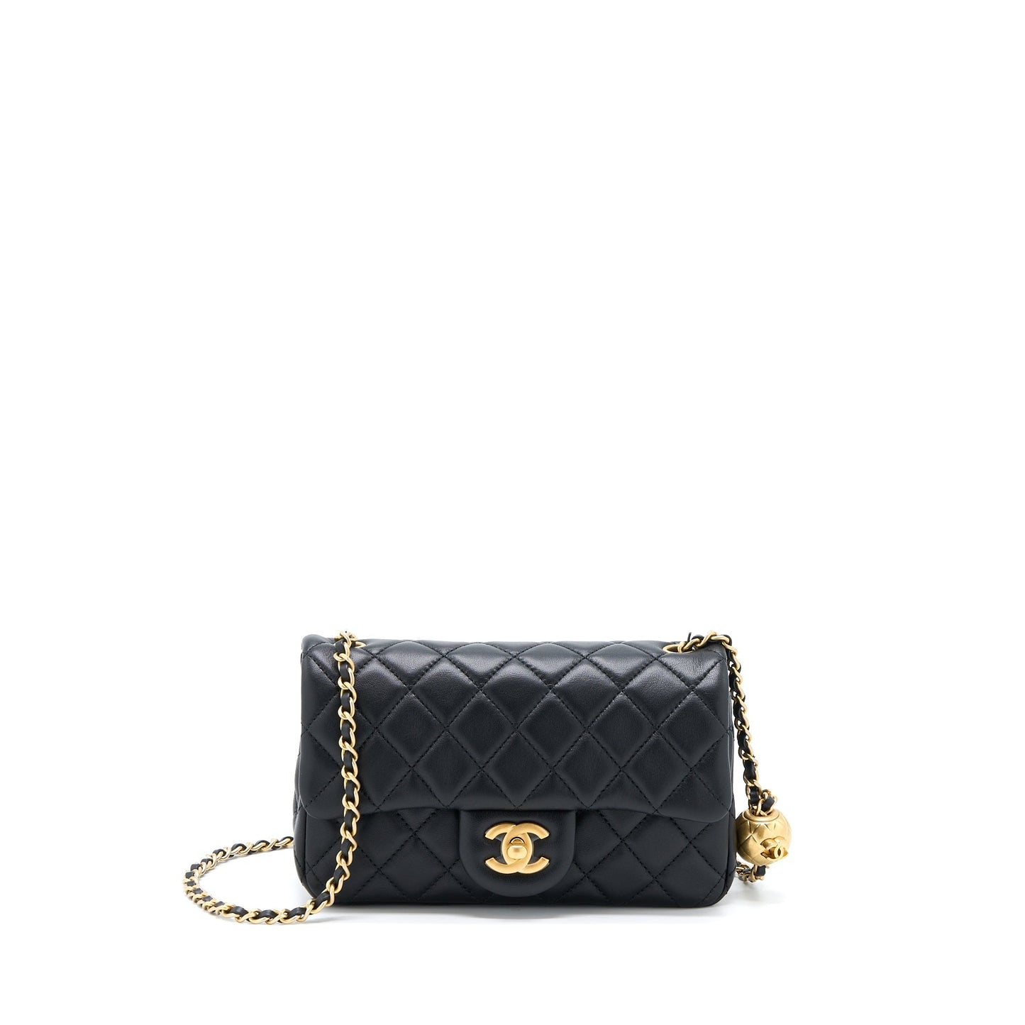 Chanel Pearl Crush Mini Rectangular Flap Bag Lambskin Black GHW (Microchip)