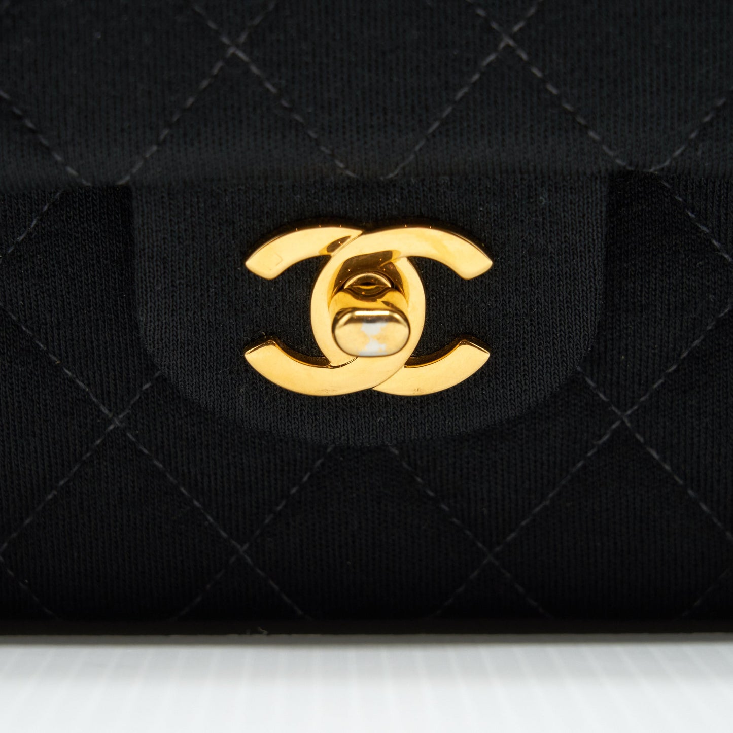 Chanel Vintage Small Classic Flap Bag Fabric Black Ruthenium GHW