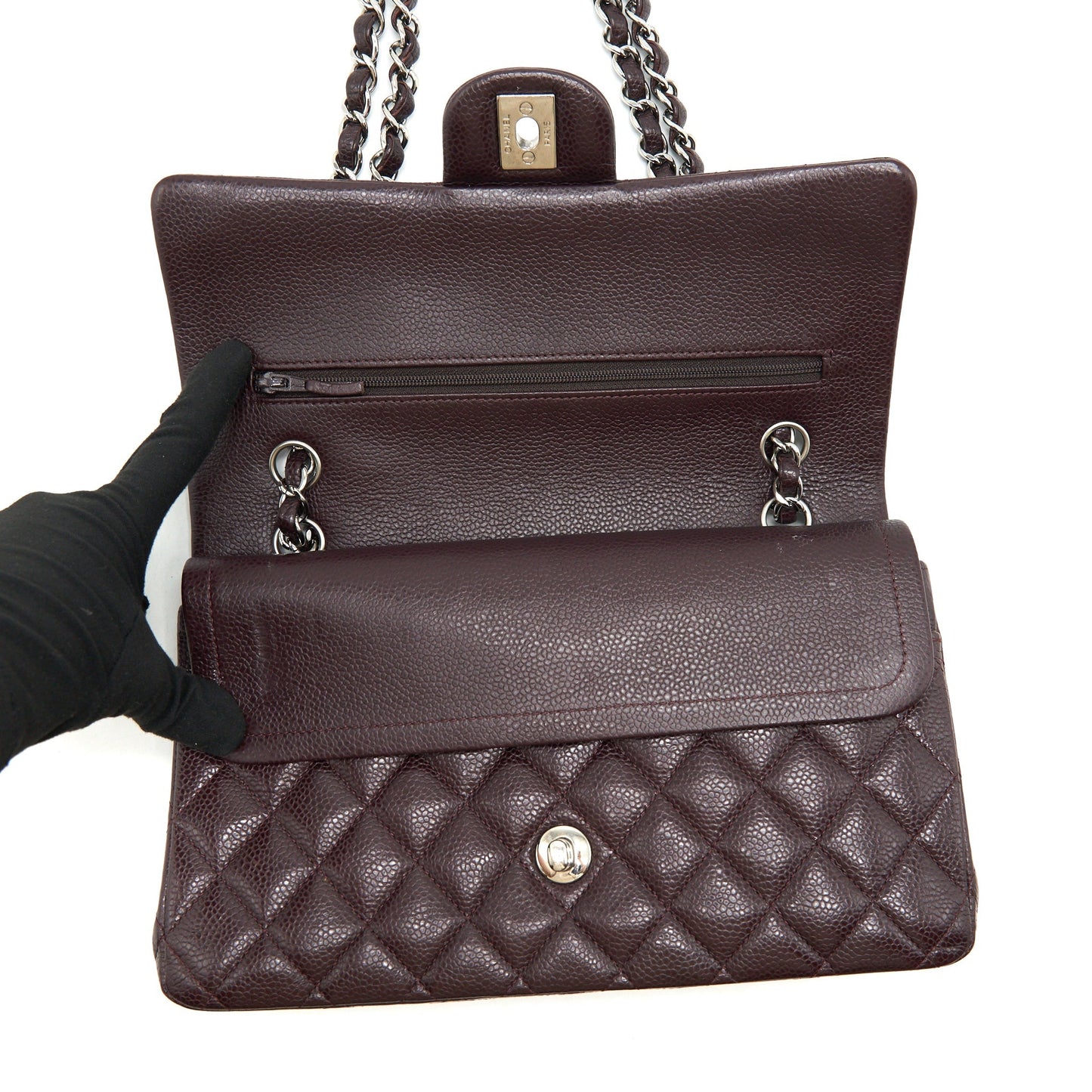Chanel Medium Classic double Flap bag Caviar Burgundy SHW