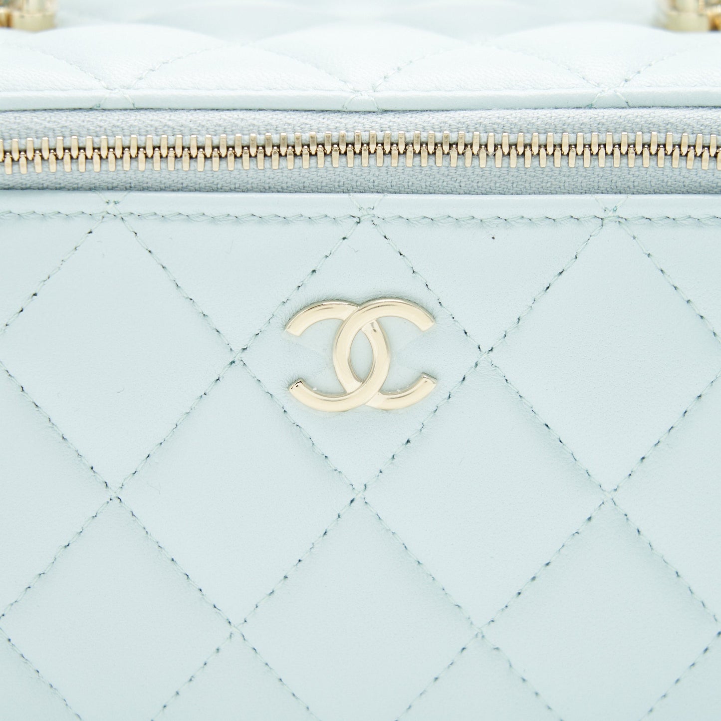 Chanel 21K Rectangular Top handle Vanity with Chain Baby Blue LGHW