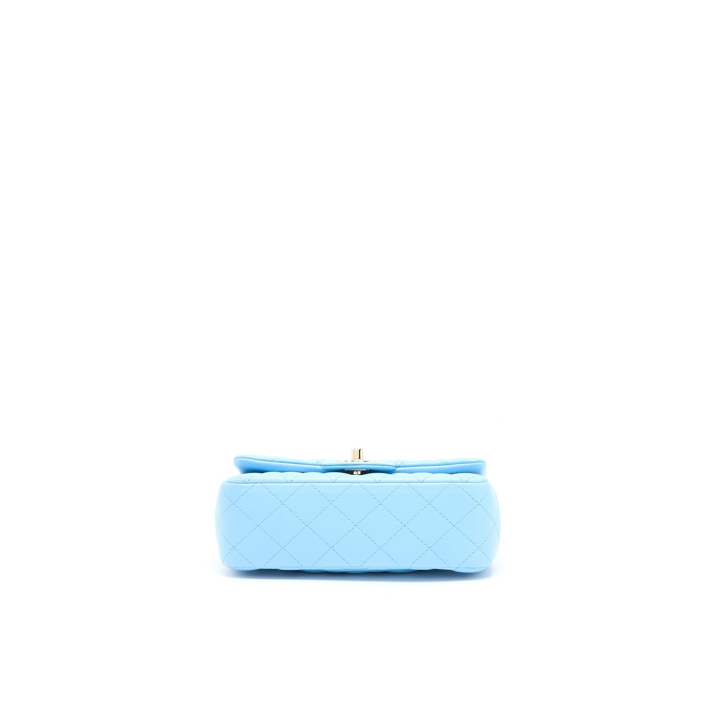 Chanel Mini Rectangular Flap Bag Lambskin Blue LGHW (Microchip)