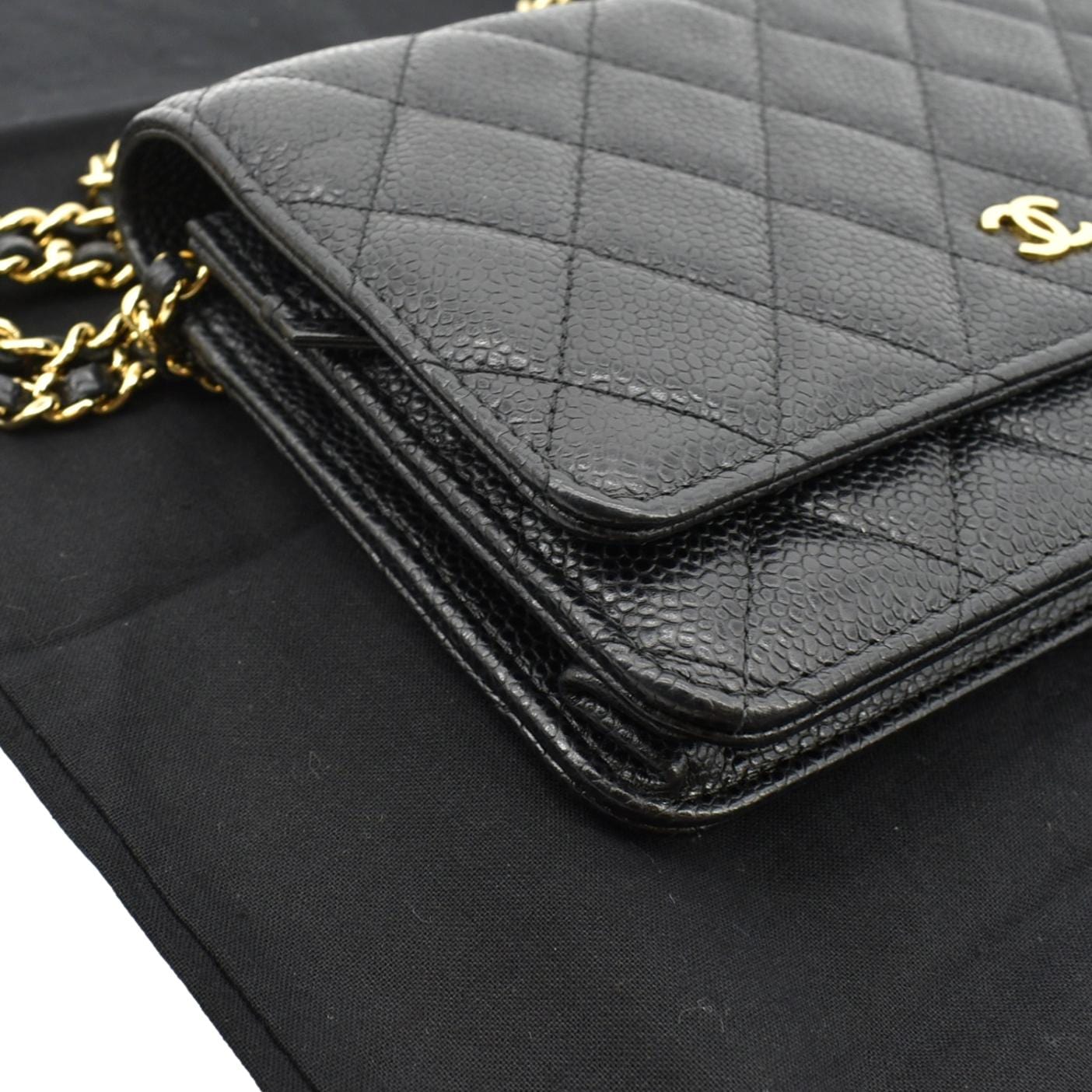 CHANEL Boy Woc Caviar Leather Wallet On Chain Clutch Bag Black