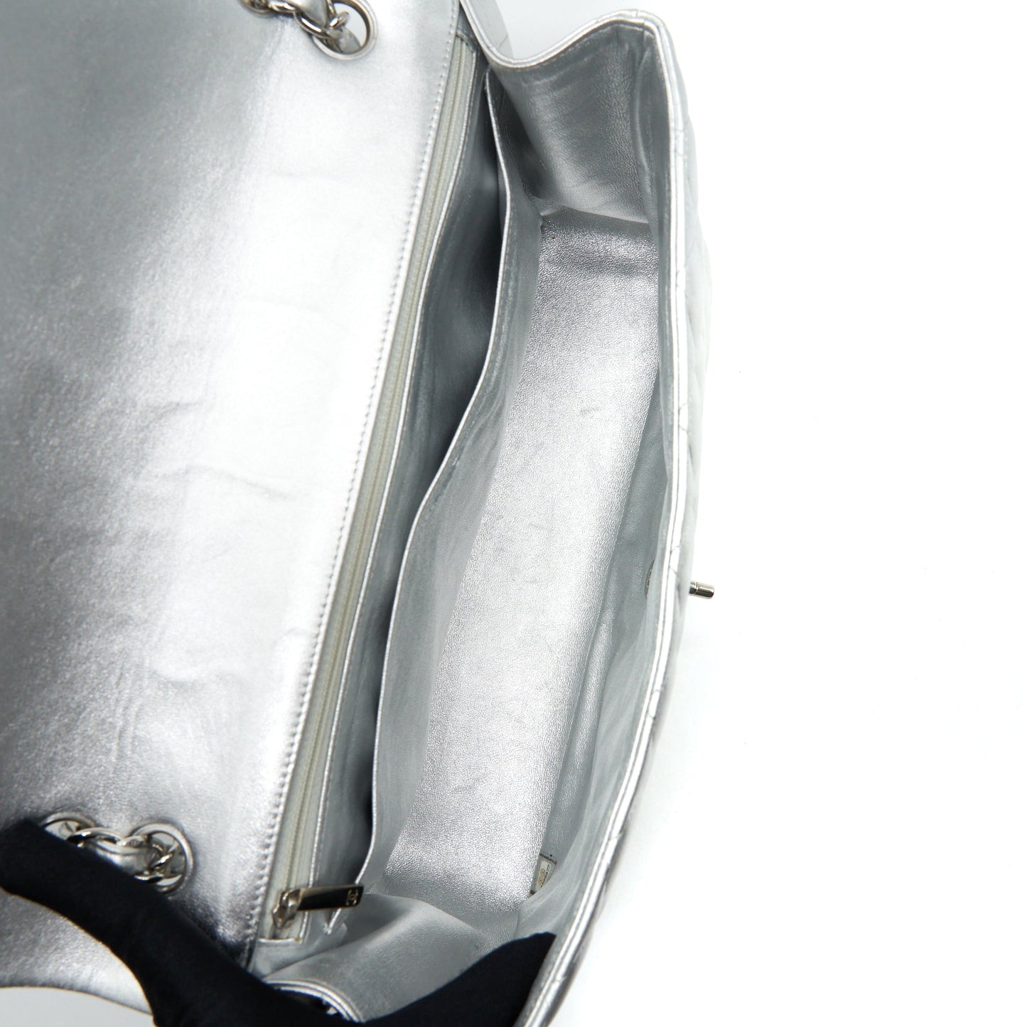 Chanel Maxi Classic Double Flap Bag Lambskin Sliver SHW