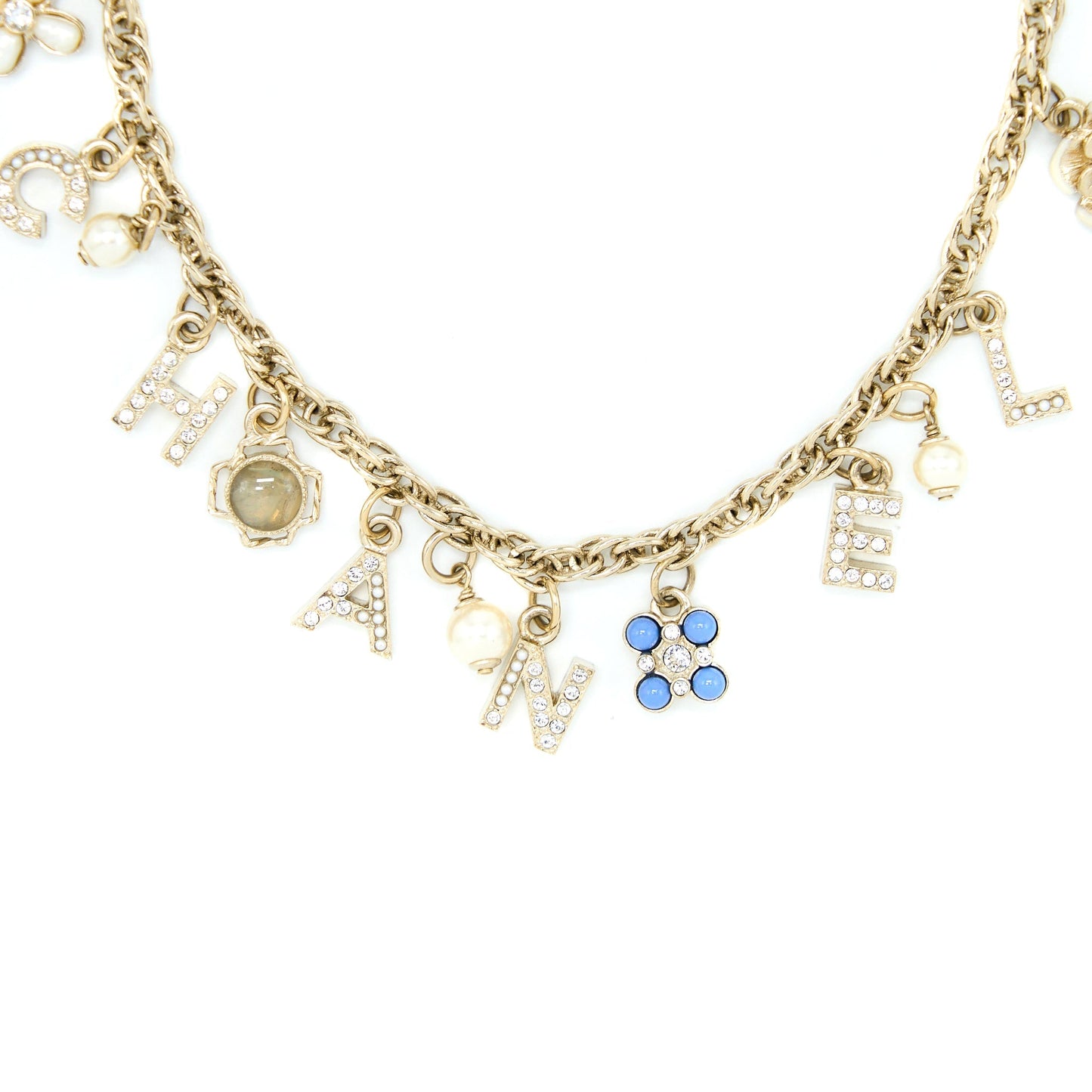 Chanel 2019 Cruise Choker In Letters And Flowers Crystal Pearl